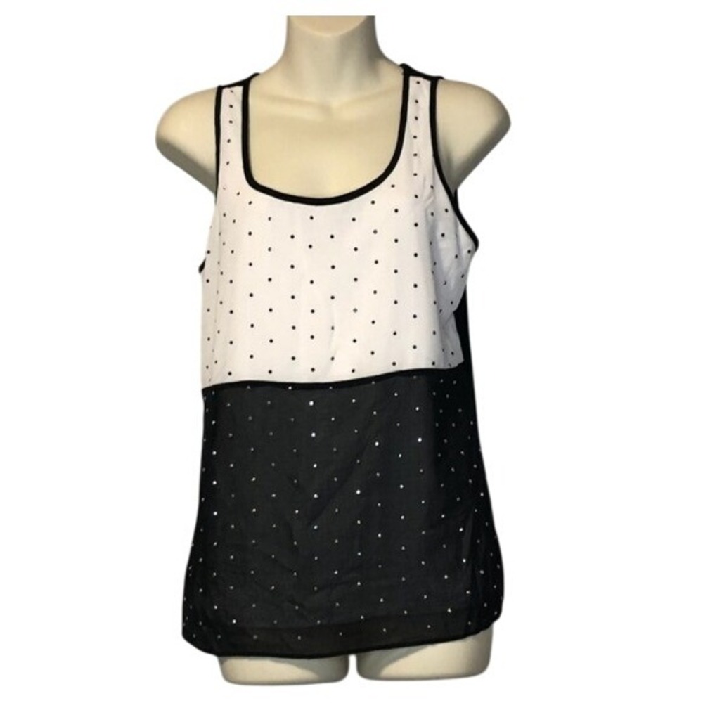 Express Polka Dot Tank Top Sleeveless‎ Black White Casual S
